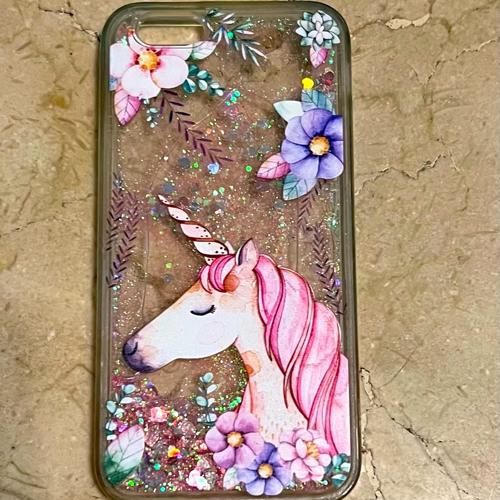 Iphone 6s phone case. Not used. Unicorn with glitter.